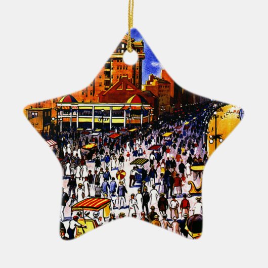 Vintage Atlantic City Zug-Reise Keramik Ornament (Vorne)