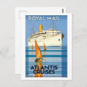 VINTAGE ATLANTIS OCEAN LINER REISE POSTKARTE (Vorne/Hinten)