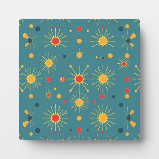Vintage Atomexplosion Teal-Muster Fotoplatte (Vorderseite)