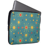Vintage Atomic Burst Türkis Muster Laptopschutzhülle (Vorne Rechts)