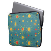 Vintage Atomic Burst Türkis Muster Laptopschutzhülle (Vorderseite Links)