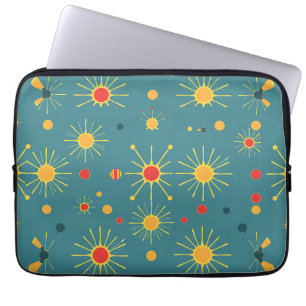 Vintage Atomic Burst Türkis Muster Laptopschutzhülle