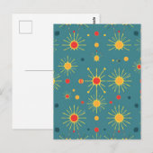 Vintage Atomic Burst Türkis Muster Postkarte (Vorne/Hinten)