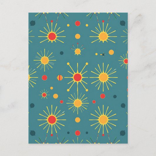 Vintage Atomic Burst Türkis Muster Postkarte (Vorderseite)