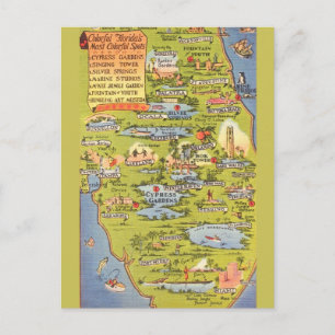 Vintage-Attraktionenkarte Florida Postkarte