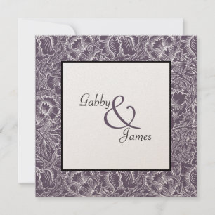 Vintage Aubergine-Pflaume-Muster-Hochzeitseinladun Einladung