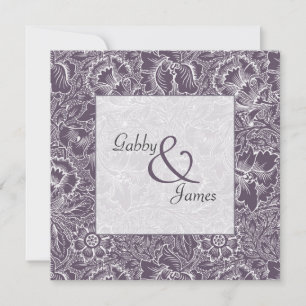 Vintage Aubergine-Pflaume-Muster-Hochzeitseinladun Einladung