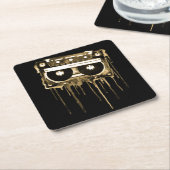 Vintage Audiokassette Rechteckiger Pappuntersetzer (angewinkelt)