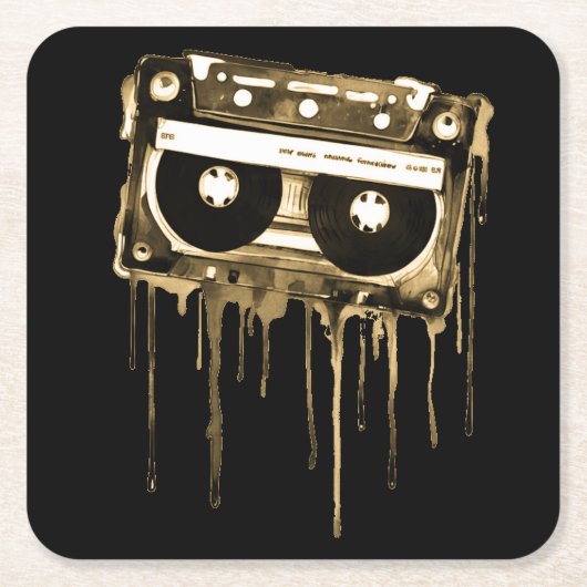 Vintage Audiokassette Rechteckiger Pappuntersetzer (Vorderseite)