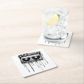 Vintage Audiokassette Rechteckiger Pappuntersetzer (Vor Ort)