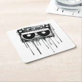 Vintage Audiokassette Rechteckiger Pappuntersetzer (angewinkelt)