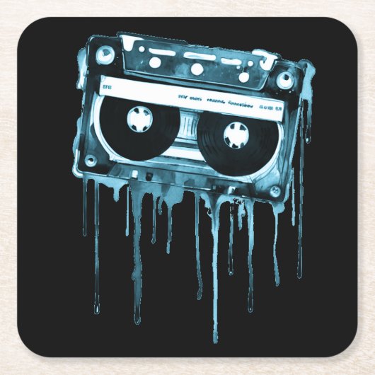 Vintage Audiokassette Rechteckiger Pappuntersetzer (Vorderseite)