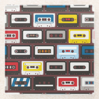 Vintage Audiokassetten, nahtloser Hintergrund. Glasuntersetzer