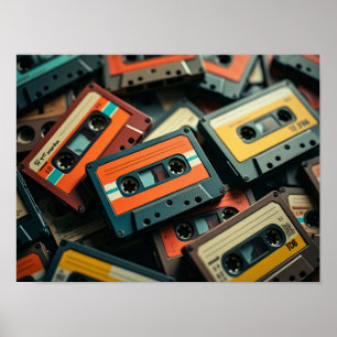 Vintage Audiotape-Muster Retro-Kassetten Poster
