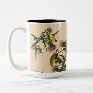 Vintage Audubon American Goldfinch Bird Malerei Zweifarbige Tasse