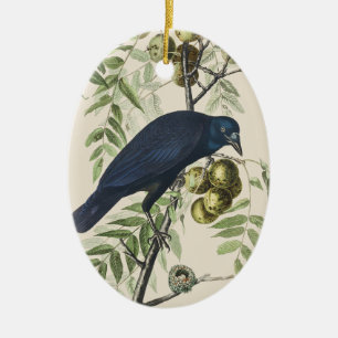 Vintage Audubon Amerikanische Krähe Vogel Natur Ku Keramik Ornament