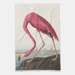 Vintage Audubon Amerikanischer Flamingo Rosa Vogel Geschirrtuch