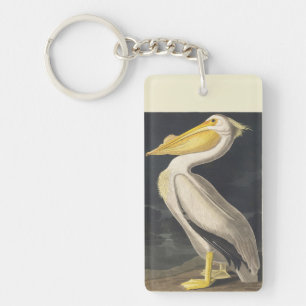 Vintage-Audubon-Amerikanischer-Weißer-Pelikan-Voge Schlüsselanhänger
