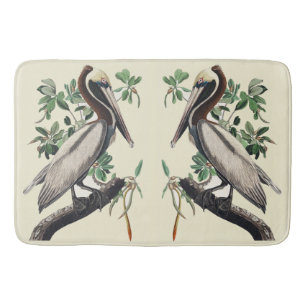 Vintage Audubon Brauner Pelikan Küsten-Vogelkunst Badematte