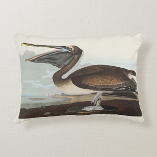 Vintage-Audubon-Braunpelikan-Küsten-Vogelkunst Dekokissen