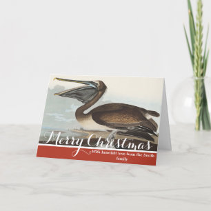 Vintage-Audubon-Braunpelikan-Küsten-Vogelkunst Feiertagskarte