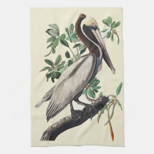 Vintage-Audubon-Braunpelikan-Küstenvogel-Kunst Geschirrtuch