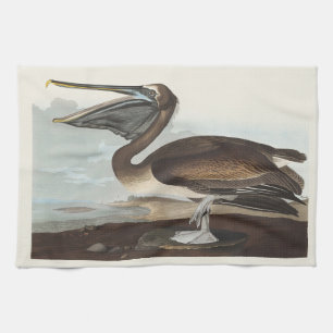 Vintage-Audubon-Braunpelikan-Küstenvogel-Kunst Geschirrtuch