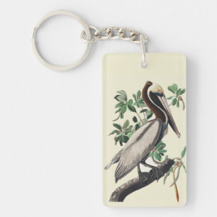 Vintage-Audubon-Braunpelikan-Küstenvogel-Kunst Schlüsselanhänger