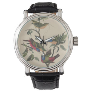 Vintage Audubon Gemalter Buntsperling Farbenfrohe  Armbanduhr
