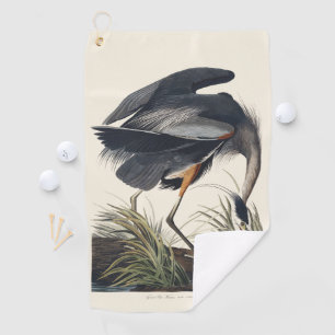 Vintage-Audubon-Großer-Reiher-Vogel-Natur-Kunst Golfhandtuch