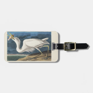 Vintage-Audubon-Großer-Weißer-Reiher-Vogel-Kunst Gepäckanhänger