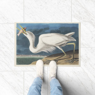 Vintage Audubon-Großer Weißer Reiher-Vogelkunst Fußmatte