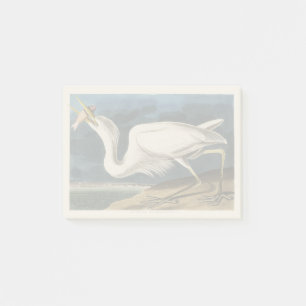 Vintage Audubon-Großer Weißer Reiher-Vogelkunst Post-it Klebezettel
