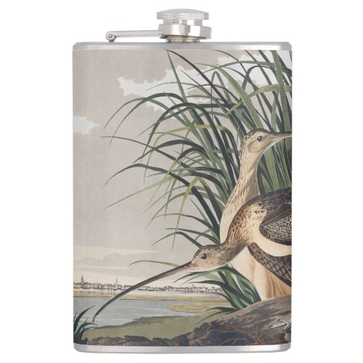 Vintage Audubon Long-billed Curlew Vogelkunst Flachmann (Vorderseite)