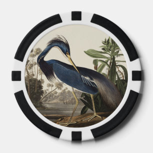 Vintage Audubon Louisiana Reiher Vogel Kunst Pokerchips