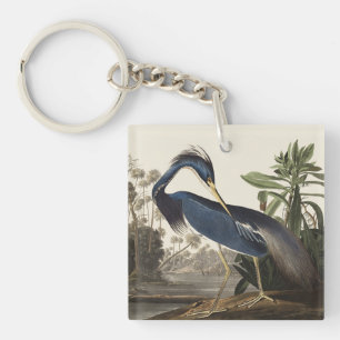 Vintage Audubon Louisiana Reiher Vogel Kunst Schlüsselanhänger