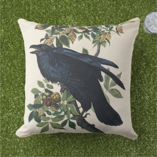 Vintage-Audubon-Raben-Vogel-Naturkunst Kissen
