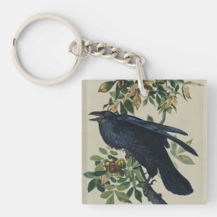Vintage-Audubon-Raben-Vogel-Naturkunst Schlüsselanhänger