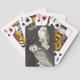 Vintage-Audubon-Schnee-Eule-Nachtvogel-Kunst Spielkarten