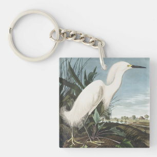 Vintage Audubon Schneereiher Weißer Silberreiher V Schlüsselanhänger