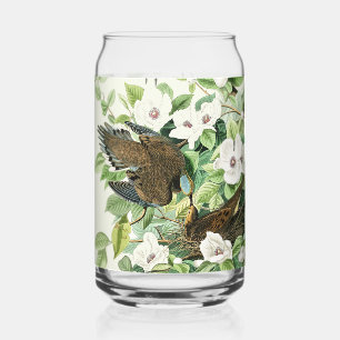 Vintage-Audubon-Trauer-Tauben-Vogel-Blumen-Kunst Dosenglas