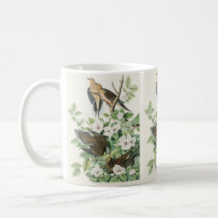 Vintage-Audubon-Trauer-Tauben-Vogel-Blumen-Kunst Kaffeetasse