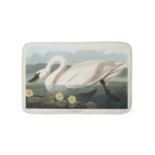 Vintage Audubon White Swan Seerose Kunst Badematte
