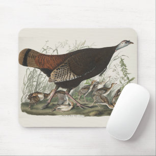 Vintage-Audubon-Wildtruthahn-Henne-und-Jungvögel-K Mousepad