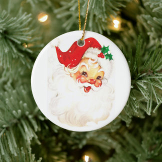 Vintage Aufführung des Weihnachtsmanns Keramik Ornament