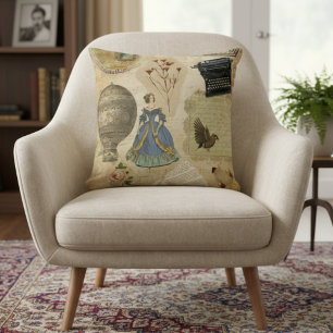 Vintage-Aufkleber Altpapier-Design Kissen