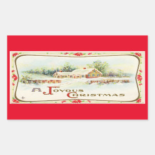 Vintage-Aufkleber Ein Freudiges Weihnachten Rechteckiger Aufkleber