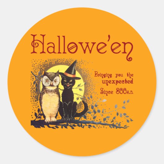 Vintage Aufkleber für Katzen und Eule (Vorderseite)