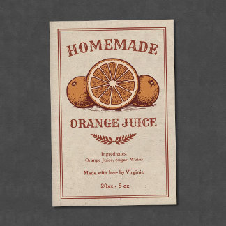 Vintage Aufkleber für selbstgemachte Orangensaftfl