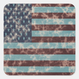 Vintage-Aufkleber mit amerikanischer Flagge Quadratischer Aufkleber